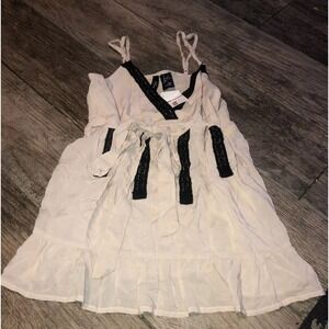 New KYLEE Beige And Black Tank Top Shirt Adj  Straps Size Small Tie Front Womens